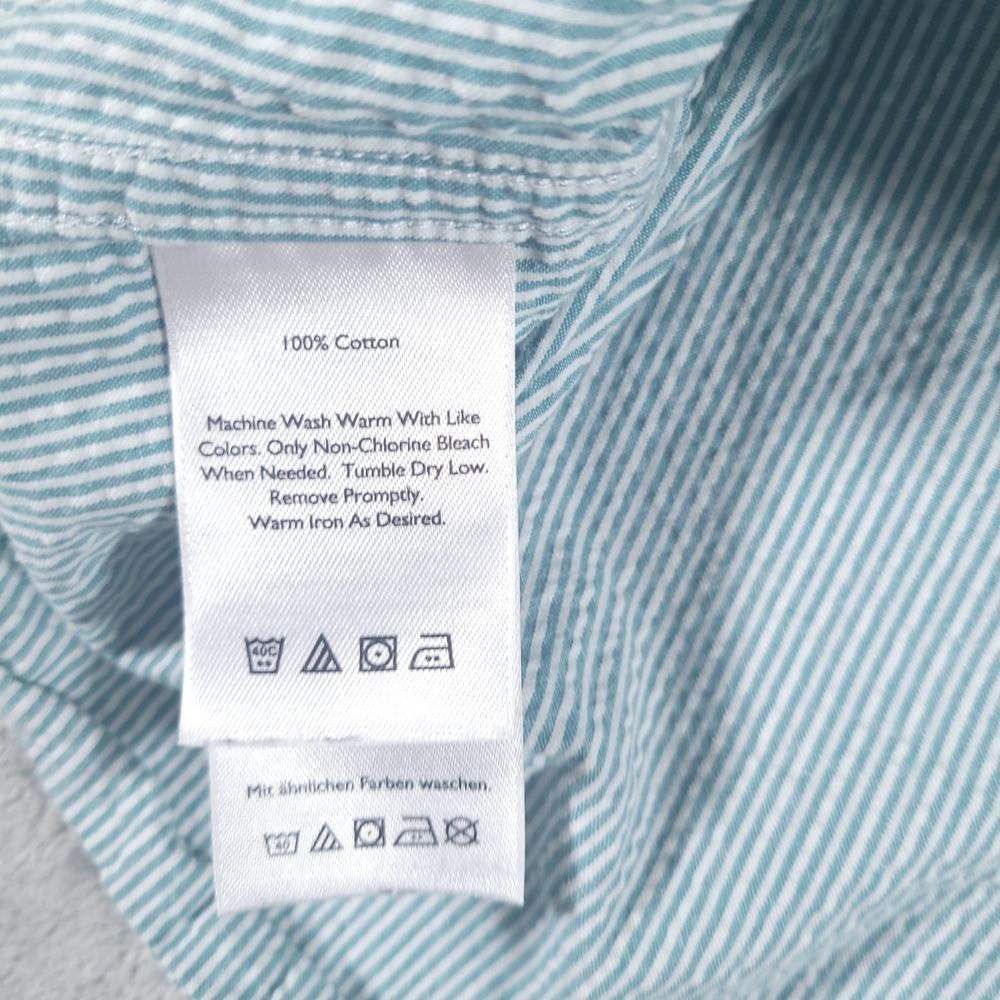 Eddie Bauer Shirt Mens 2XL Green Seersucker Short Sleeve Button Up Classic Fit - Picture 7 of 10